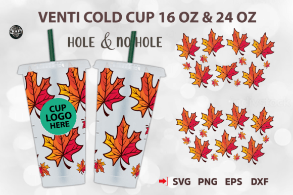 Autumn Leaves Venti Cold Cup 24oz SVG