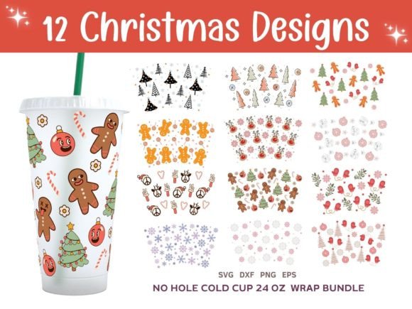 Christmas Cold Cup 24oz Designs SVG