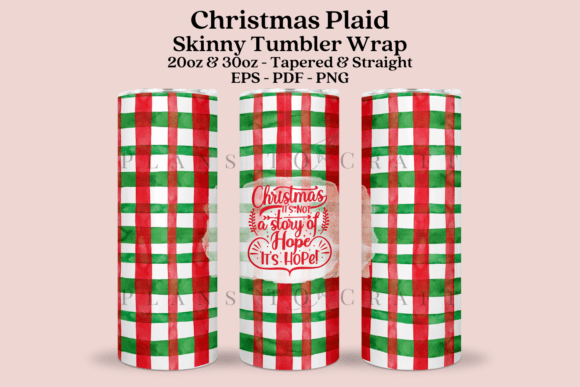 Christmas Plaid Skinny Tumbler Wrap SVG