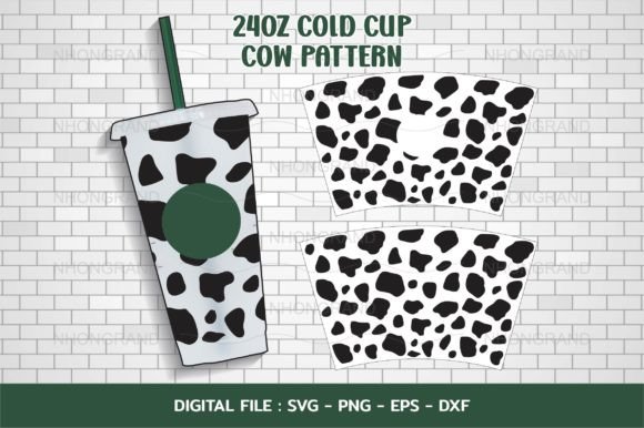 Cow Pattern Dairy Svg 24oz Cold Cup