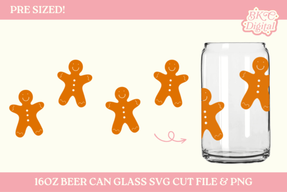 Gingerbread Man 16oz Cup Wrap SVG PNG