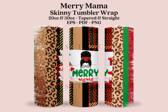 Merry Mama Skinny Tumbler Wrap SVG