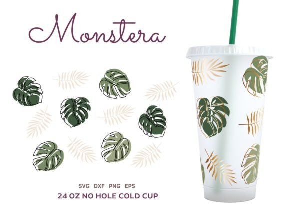 Monstera Cold Cup 24oz SVG Wrap
