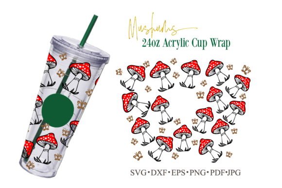 Mushrooms 24oz Acrylic Cup Cut File Svg