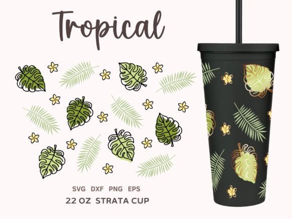 Tropical Leaves SVG for 22oz Tumbler